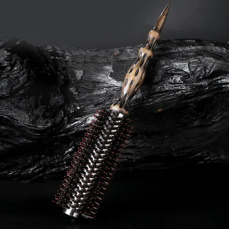 Boar Bristle Round Brush | Beech Wood Heat-Conducting Comb Round Styling Brush QXL Silver Beech Aluminu