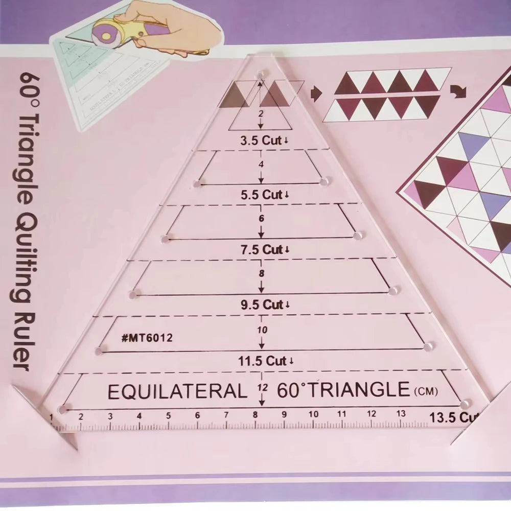 Acrylic Triangle Quilting Ruler | 60° Transparent Sewing Template Quilting Ruler Template QXL