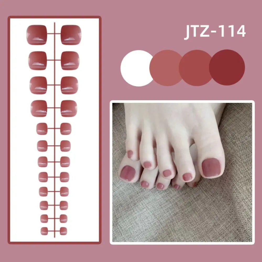24-Pack Press-On False Toenails | Full Cover Solid Color Set Press-On Toenails QXL