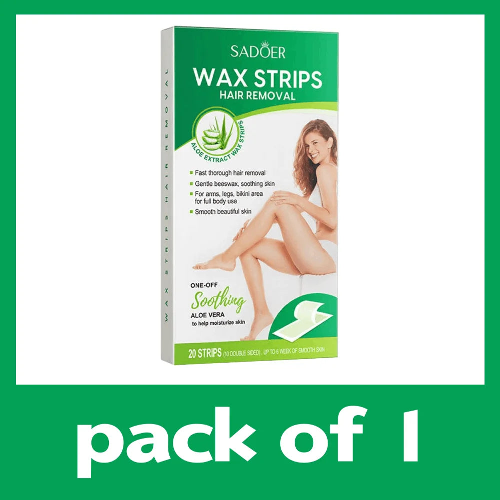 Natural Aloe Wax Hair Removal Strips | Face, Lip & Body Kit Wax Hair Removal Strips QXL A
