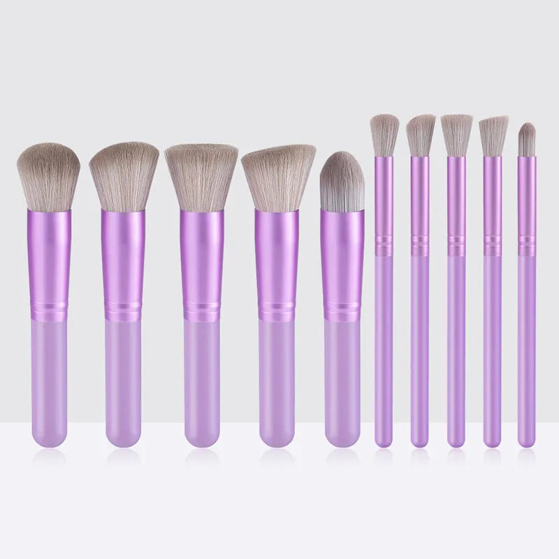 10-Piece Mini Makeup Brush Set | Foundation Blush Eyeshadow Makeup Brush Set QXL
