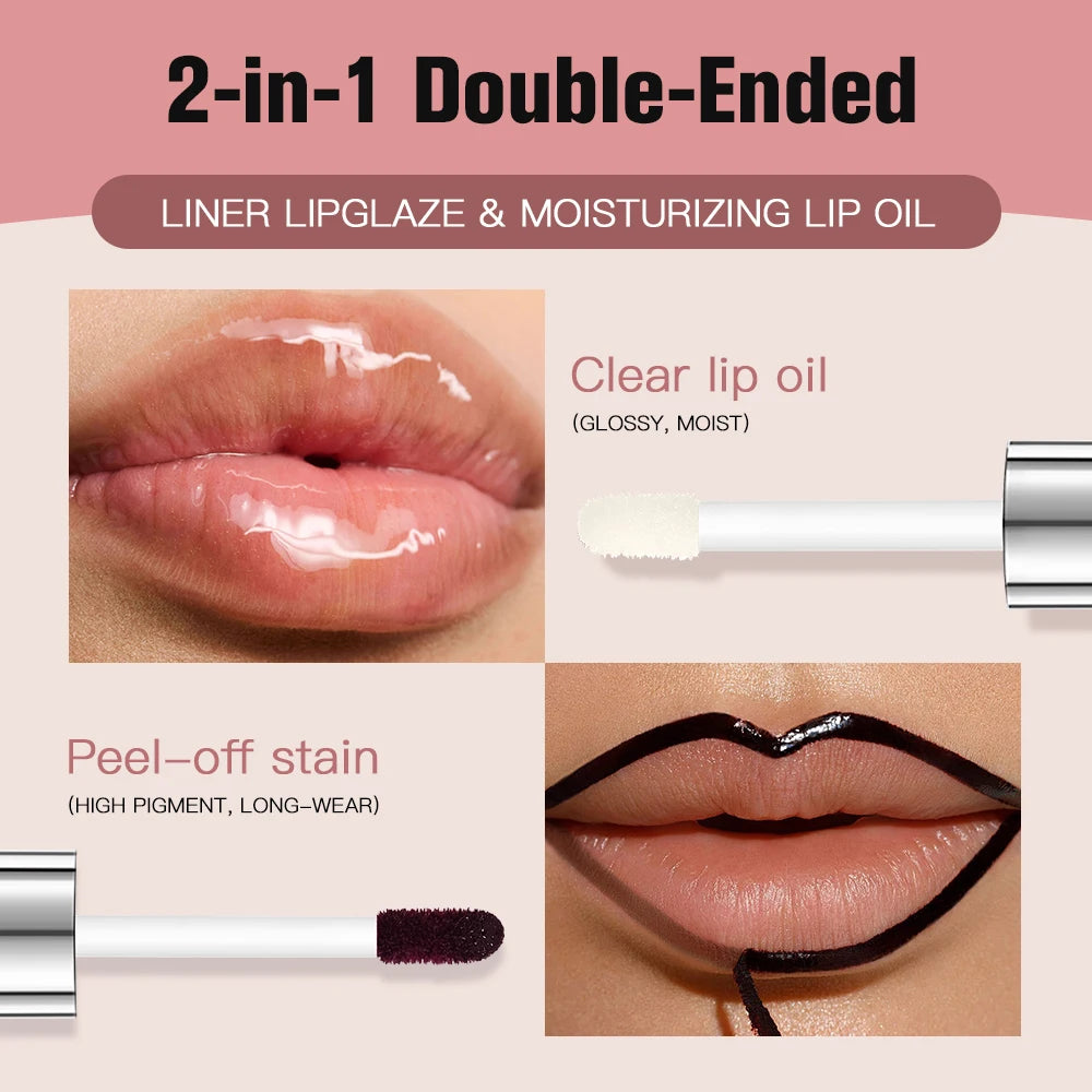 2-in-1 Peel-Off Lip Liner & Moisturizing Lip Oil | 7 Shades Lip Liner & Lip Oil QXL