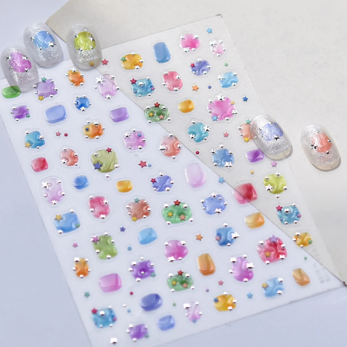 5D Macaron Star Nail Stickers | Gradient Candy Color Decals Nail Art Stickers QXL