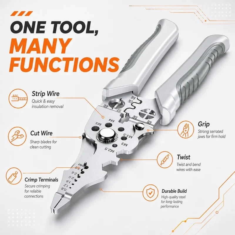 8.5" Stainless Steel Electrical Pliers – Wire Stripper & Crimper Electrical Pliers QXL