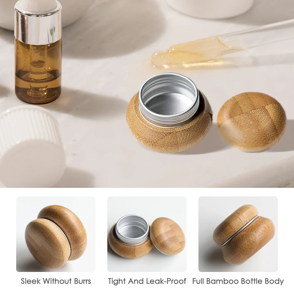 Natural Wood Refillable Cosmetic Jar | 5g Mini Cream Container Cosmetic Storage Jar QXL