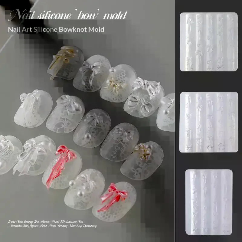 3D Bowknot Silicone Nail Art Mold | DIY Ribbon Nail Charms Nail Art Mold QXL