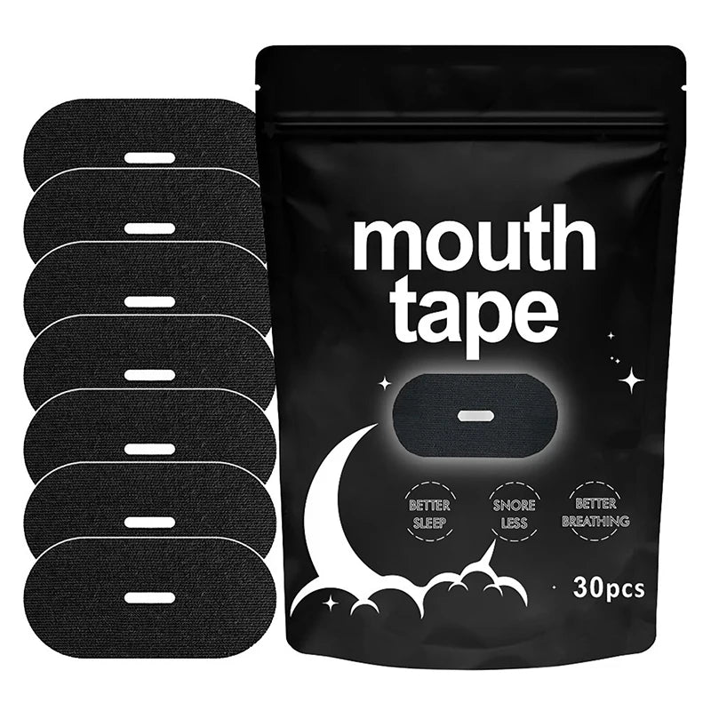 30-Pack Anti-Snoring Mouth Tape | Nose Breathing Sleep Aid Sleep Mouth Tape QXL Black