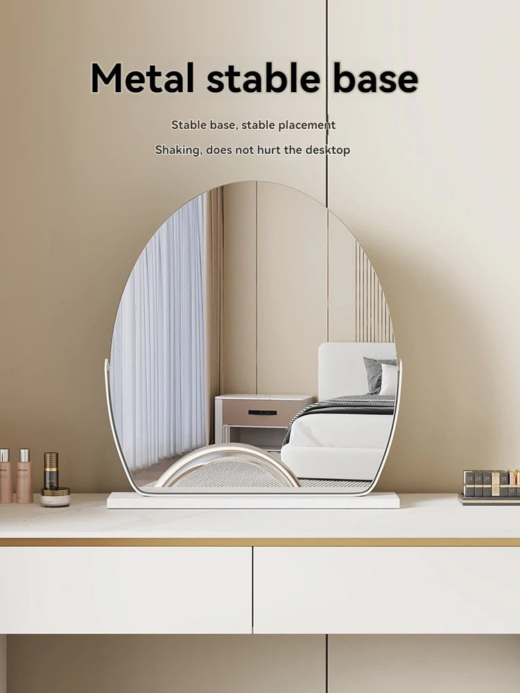Elliptical HD Rotating Desktop Makeup Mirror | Metal Frame Desktop Makeup Mirror QXL