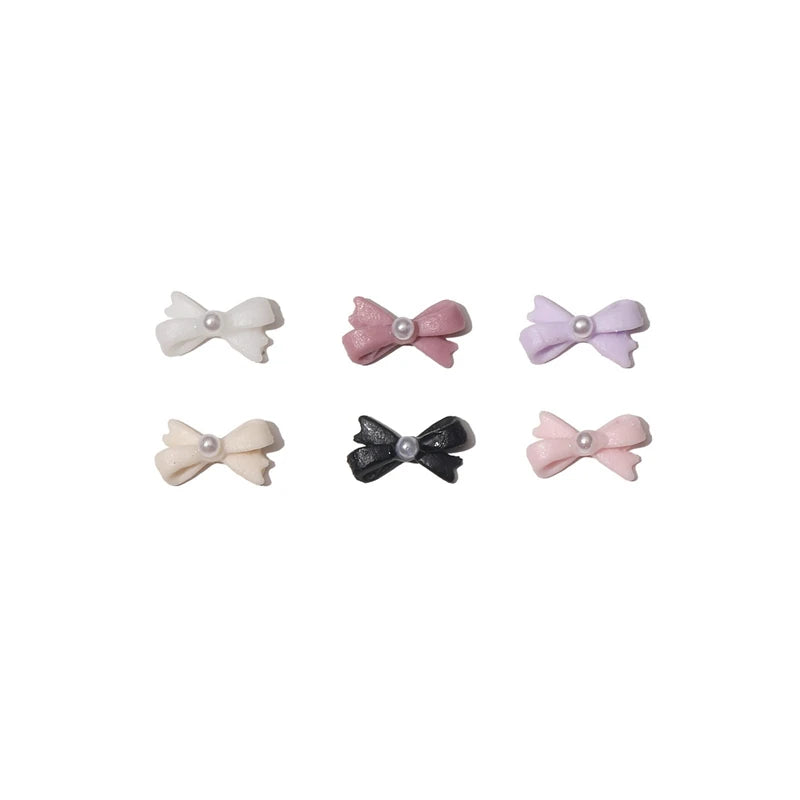 20-Pc 3D Bowtie Pearl Nail Charms | Mixed Color Resin Nail Art Nail Art Charms QXL