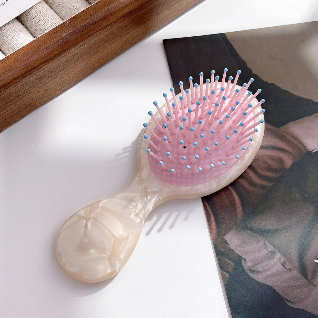 French Retro Acetate Airbag Massage Hair Comb | Portable Airbag Massage Comb QXL Colorful White