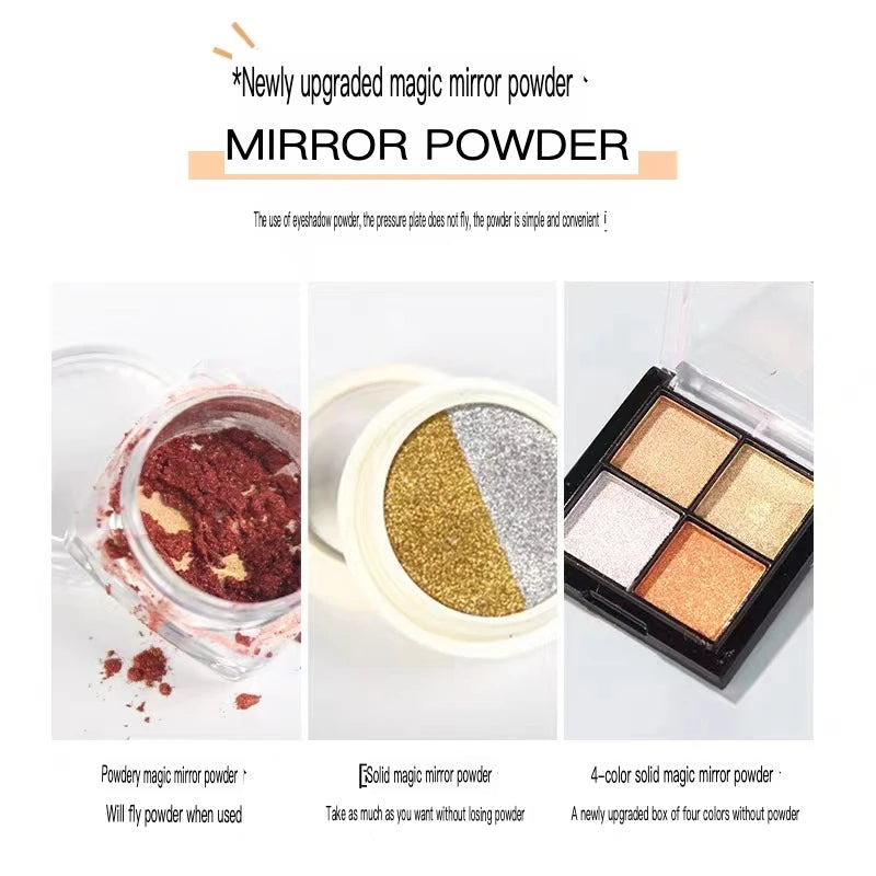 4-Color Magic Mirror Nail Powder | Gold Rose Gold Aurora Chrome Mirror Nail Powder QXL