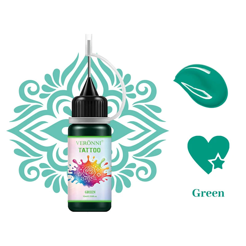 11-Color Waterproof Semi-Permanent Temporary Tattoo Ink 10ml Temporary Tattoo Ink QXL Green