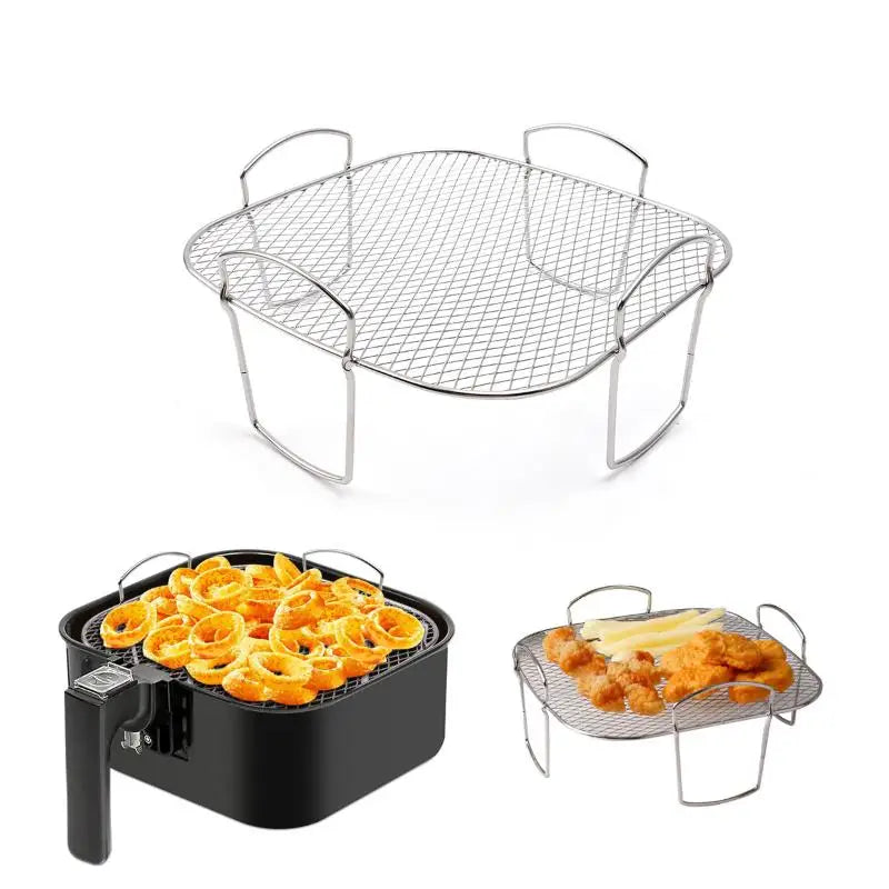 Stainless Steel Air Fryer Rack | Roasting, Dehydrator & BBQ Air Fryer Rack QXL