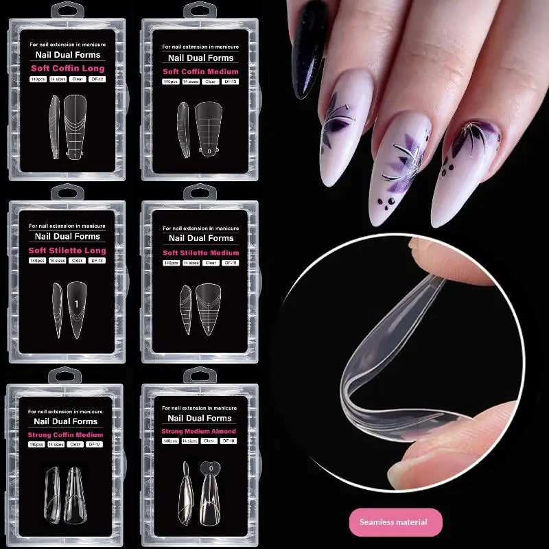 140-Pc Coffin Dual Nail Extension Forms | Pro Template Kit Nail Extension Forms QXL