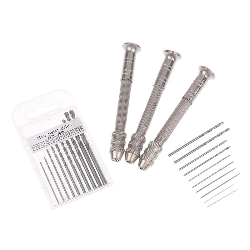 Mini Hand Drill Set | Twist Drill Bits & Pin Vice Tool Manual Hand Drill QXL