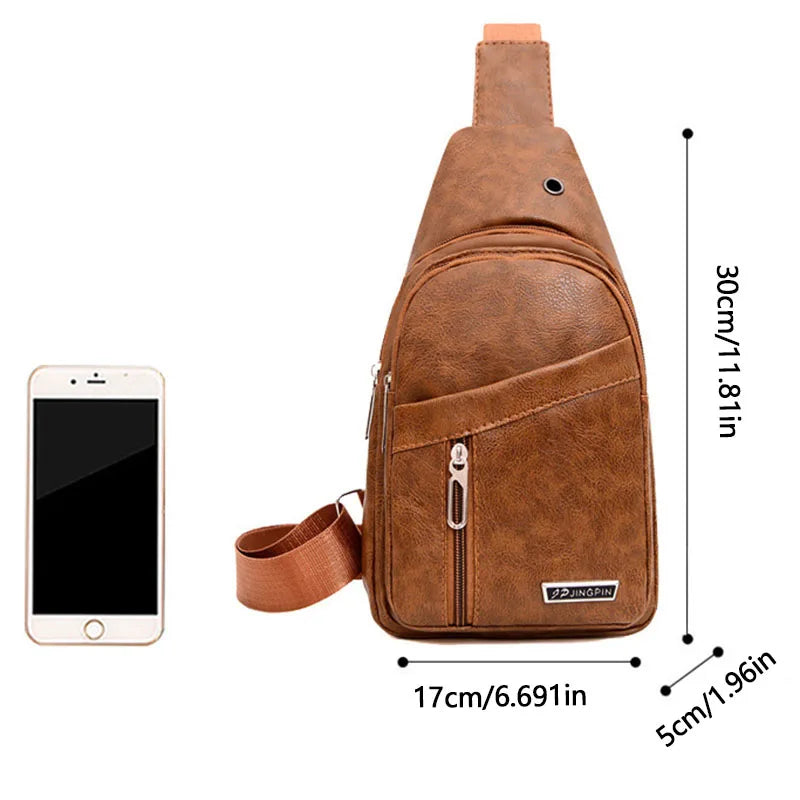 Men's Large Capacity Crossbody Chest Bag | PU Shoulder Bag Crossbody Chest Bag QXL