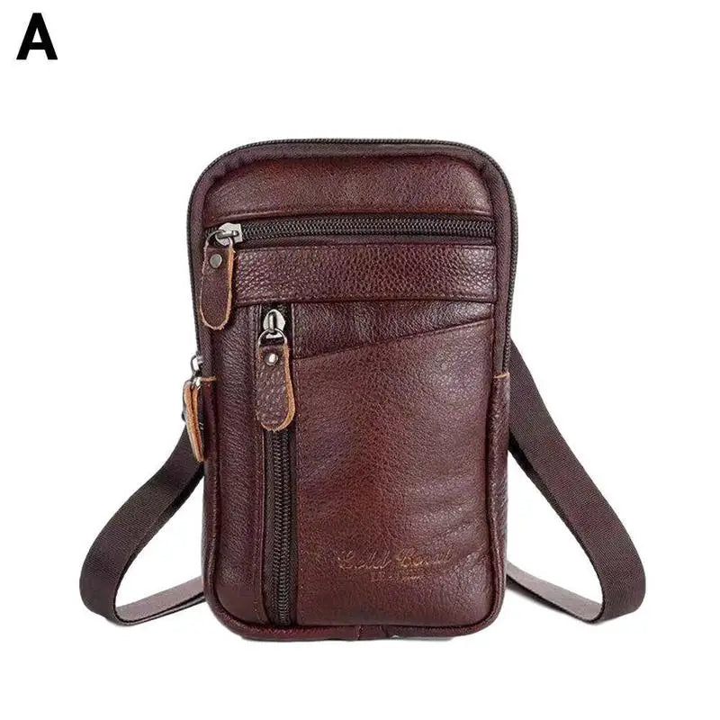 Men's Leather Waist Pack | Belt Clip Crossbody Phone Bag Leather Waist Pack QXL Brown
