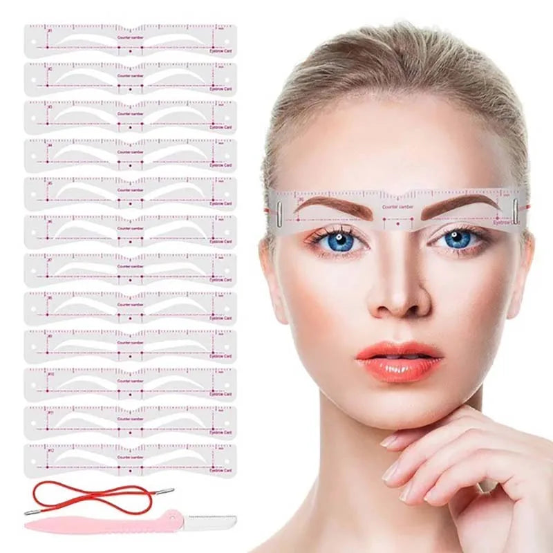 12-Style Reusable Eyebrow Stencil Set | DIY Brow Templates Eyebrow Stencil Set QXL