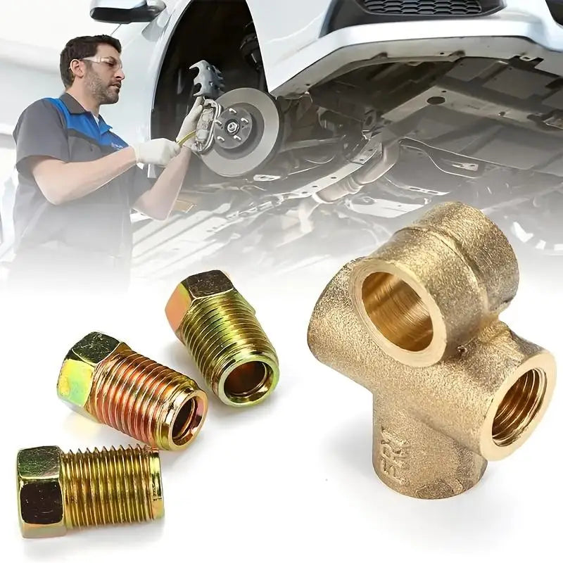 3-Way Brass Brake Tee Connector 3/16" M10 Pipe Fitting Brake Pipe Fitting QXL Default Title