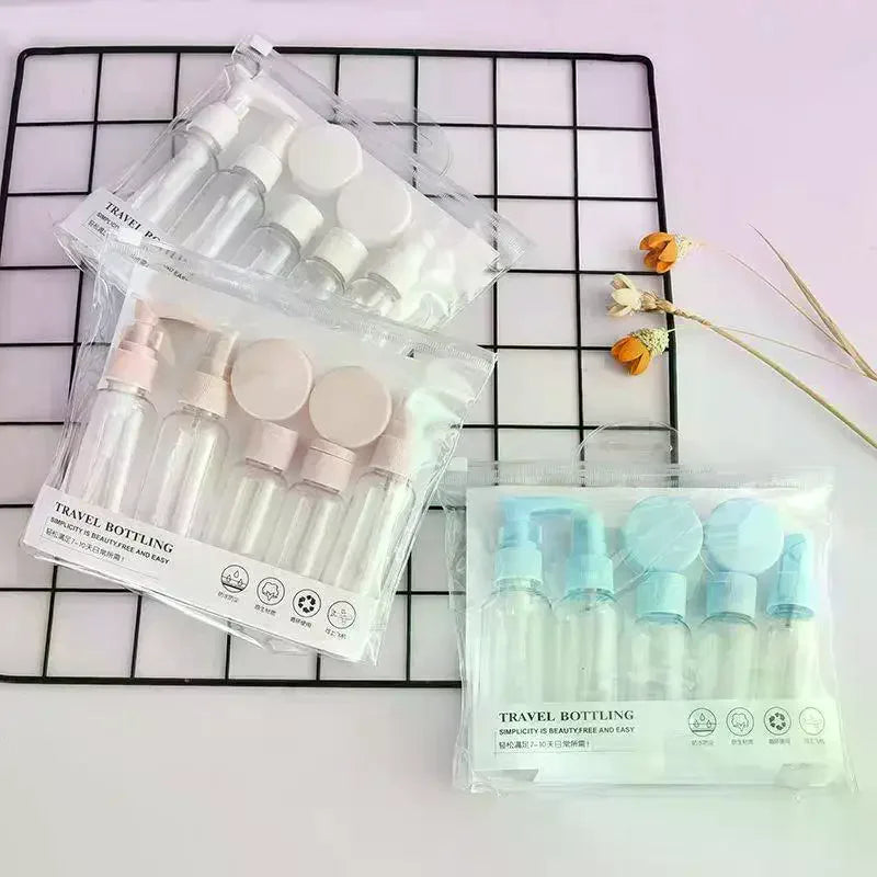 Travel Refillable Bottle Set | 8-Pc Leak-Proof Cosmetic Kit Travel Bottle Set QXL
