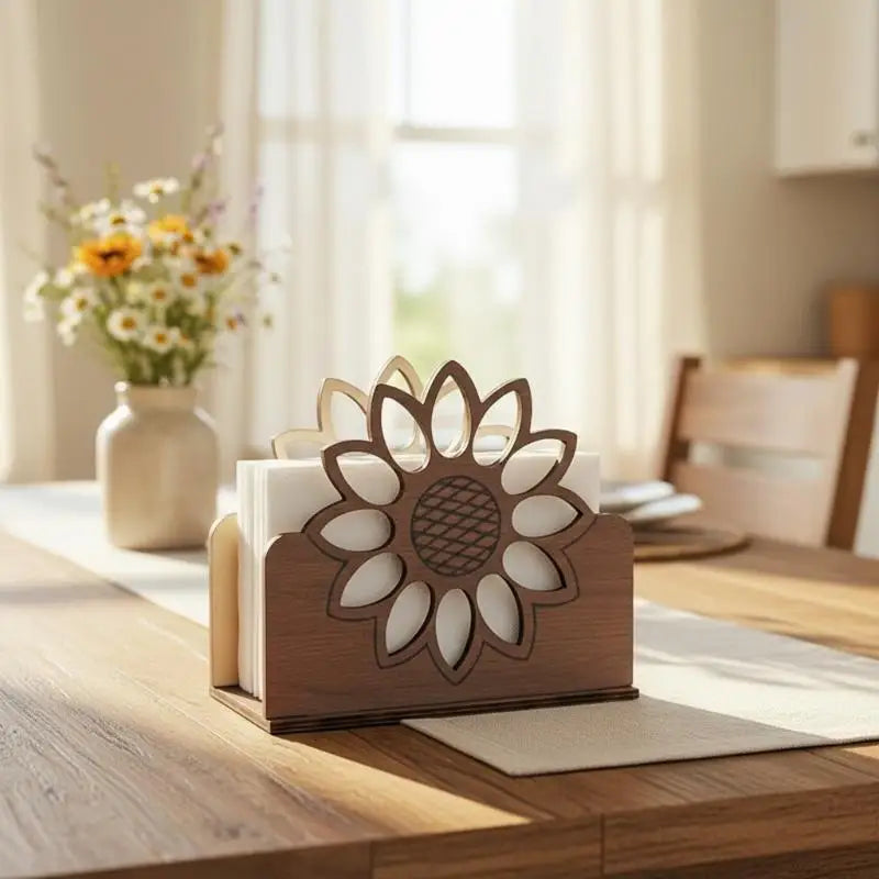 Sunflower Wooden Napkin Holder | Farmhouse Table Decor Napkin Holder QXL