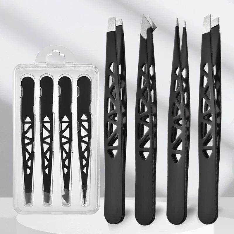 vvocci 4-Piece Professional Tweezers Set | Eyebrow & Hair Professional Tweezers Set QXL