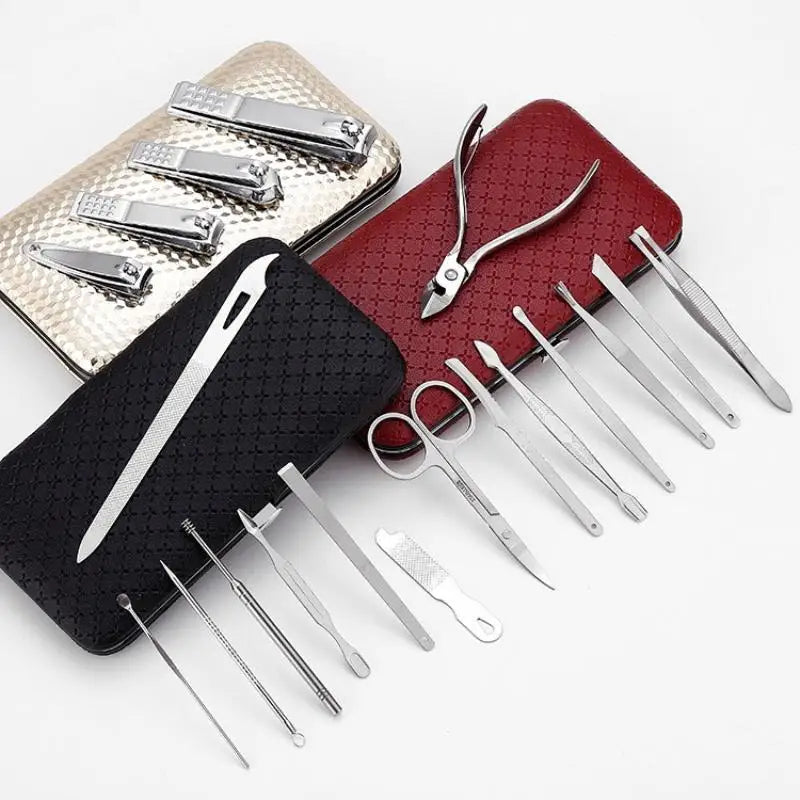 8/19-Pc Stainless Steel Nail Clipper & Manicure Set with Case Nail Clipper Set QXL