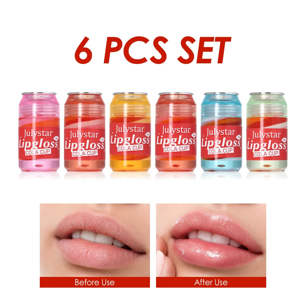 Julystar 6-Pack Shimmer Lip Gloss | Buildable Tint, Mini Can Set Shimmer Lip Gloss Set QXL 6 Colors 6 Pack