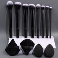 12-Piece Beginner Makeup Brush & Sponge Set | Soft & Portable Makeup Brush Set QXL black