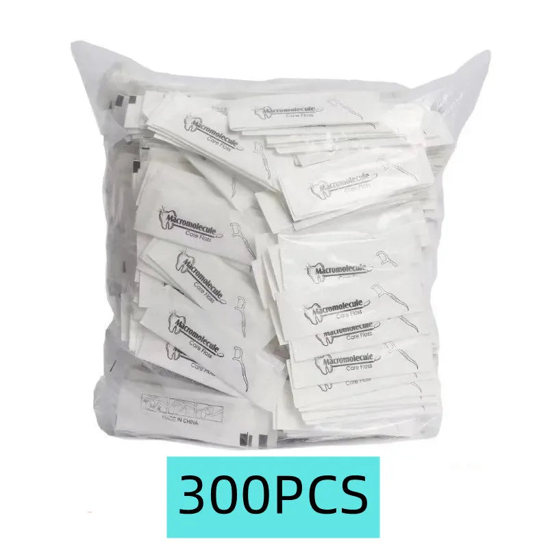 300-Pack Disposable Dental Floss Picks | Individually Wrapped Dental Floss Picks QXL 300 PCS