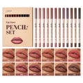 12-Piece Matte Lip Liner Set | Nude Waterproof Wood Pencils Lip Liner Set QXL 12pcs set