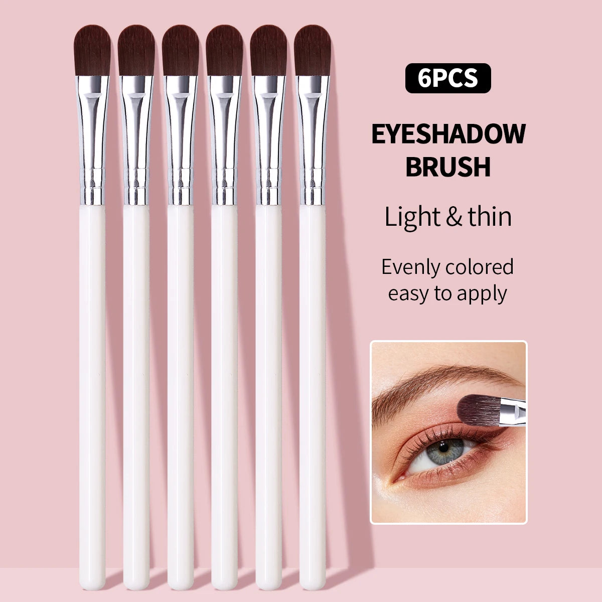 KOSSHOW 6-Pc Eyeshadow Brush Set | Soft Nylon Eye Makeup Brushes Eyeshadow Brush Set QXL WHITE