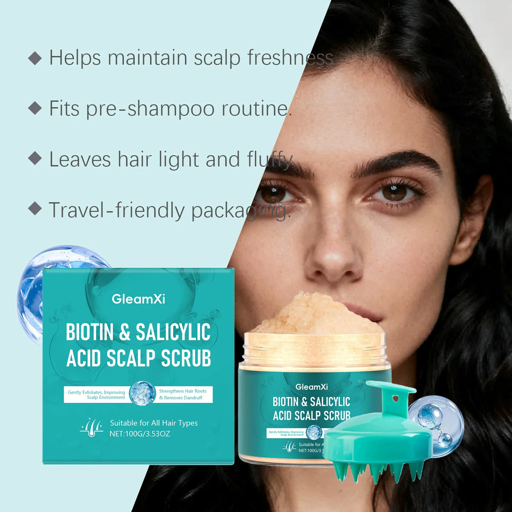 Gleamxi Scalp Scrub & Massage Brush | Oil Control Deep Cleanse Scalp Exfoliating Scrub QXL