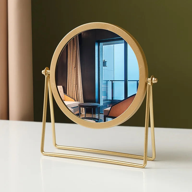 360° Rotating Iron Desktop Makeup Mirror | Magnifying Desktop Makeup Mirror QXL