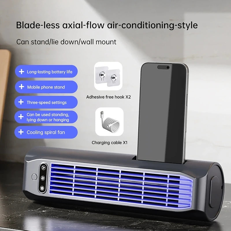 Portable Desktop Tower Fan | 3-Speed, Battery, Wall Mount Portable Desktop Fan QXL