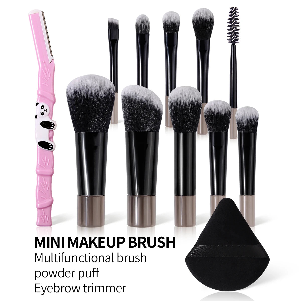 KOSSHOW 12-Pc Makeup Brush Set | Foundation, Eyeshadow & Blush Makeup Brush Set QXL black