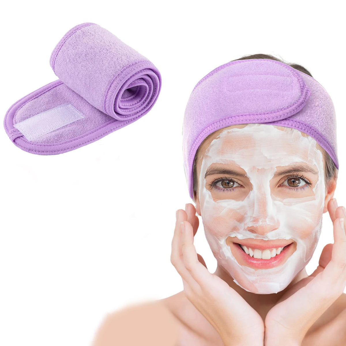 Women's Adjustable Wide Headband – Spa, Makeup & Yoga Wide Hair Headband QXL 1PC-Purple