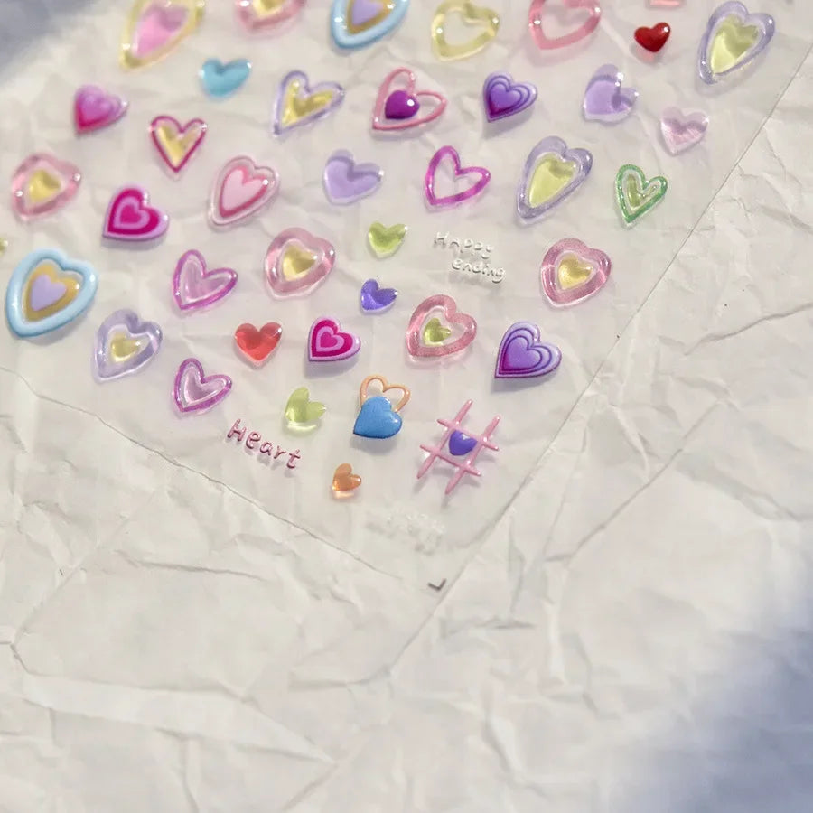 5D Cat's Eye Gradient Nail Art Stickers – Heart Gem Decals