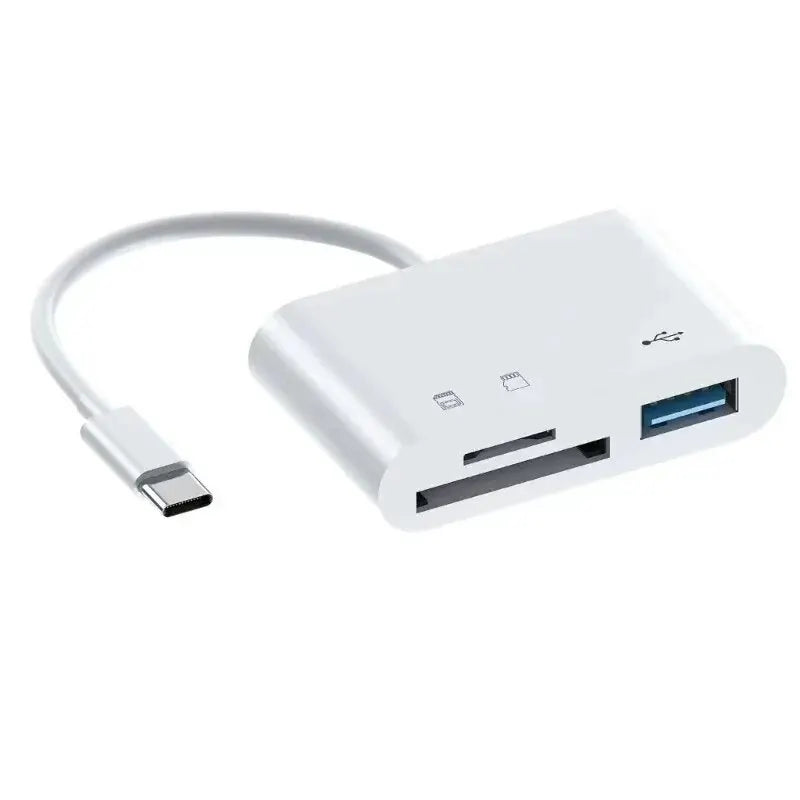 USB-C 3-in-1 OTG Memory Card Reader | TF SD Adapter Memory Card Reader QXL WHITE