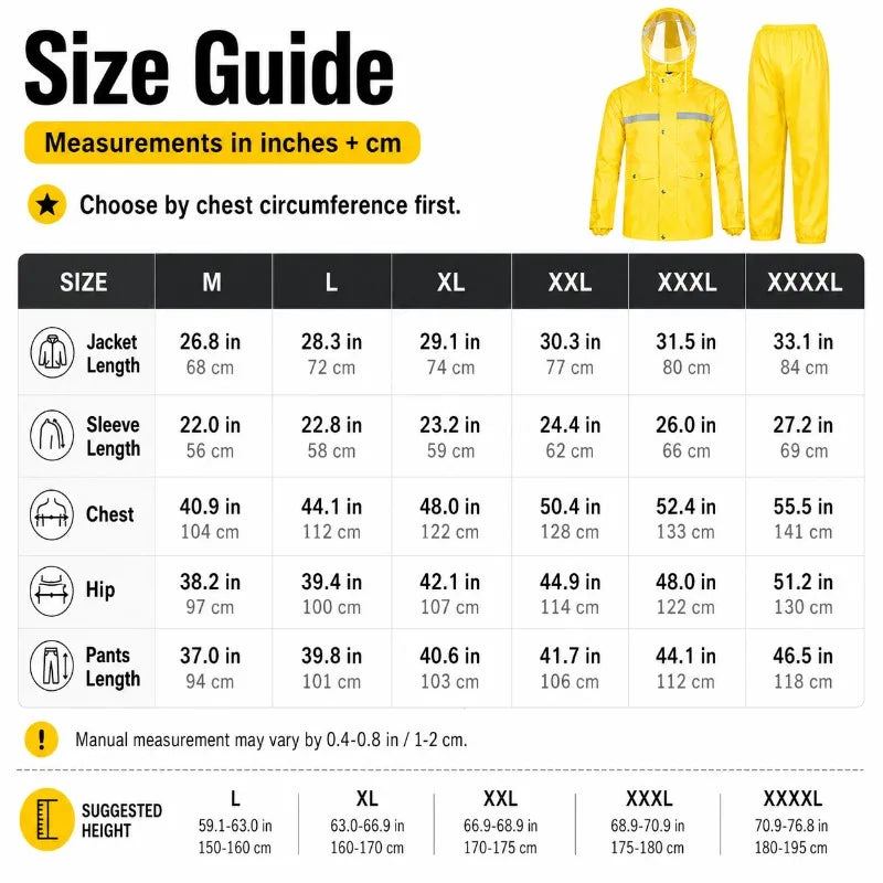 Waterproof Rain Suit | Jacket & Pants with Reflective Strips Waterproof Rain Suit QXL