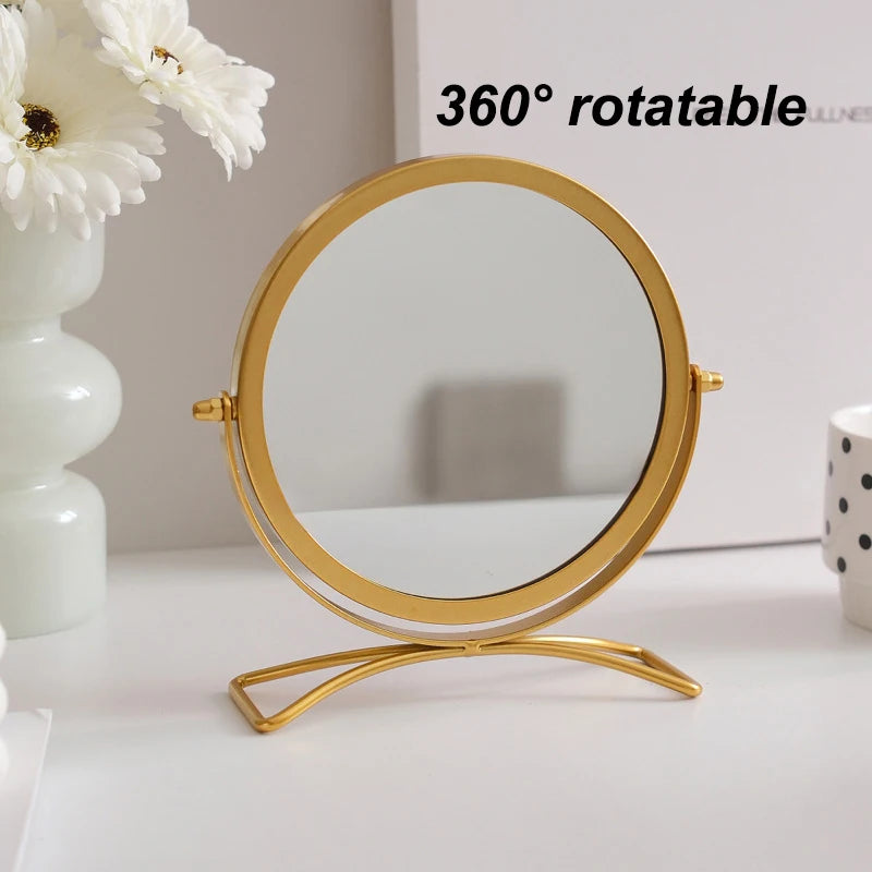 360° Rotatable Desktop Vanity Mirror | Iron Frame Makeup Mirror Vanity Makeup Mirror QXL