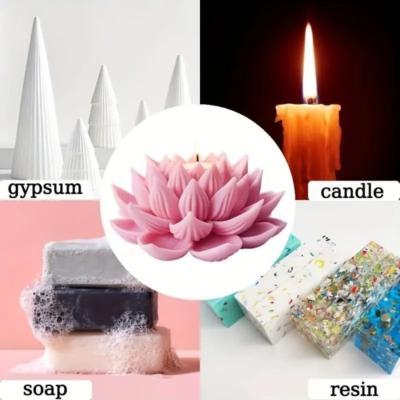 Lotus Flower Silicone Mold for Candles, Soap & Resin Craft Silicone Craft Mold QXL