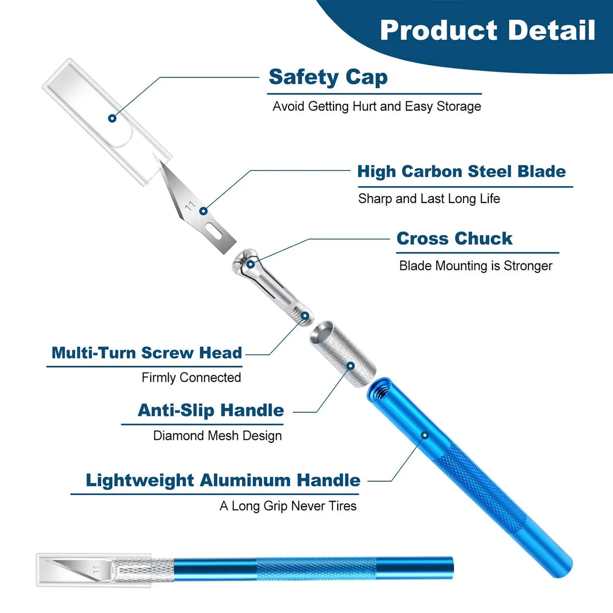 Precision Craft Knife + 5 Blades | PCB Engraving Cutter Tool Precision Craft Knife QXL