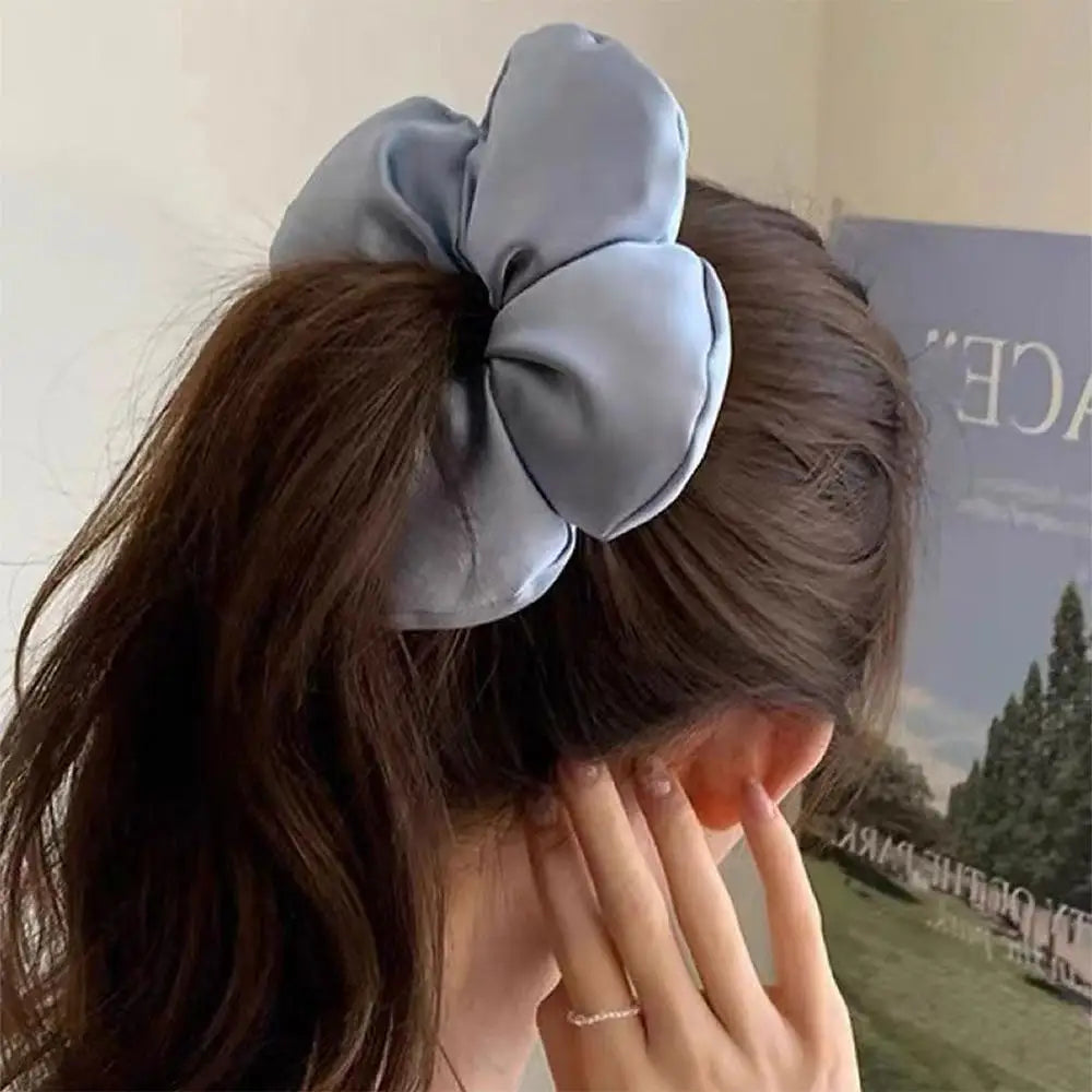 Sponge Flower Satin Hair Scrunchies | Elegant Ponytail Holders Hair Scrunchie QXL