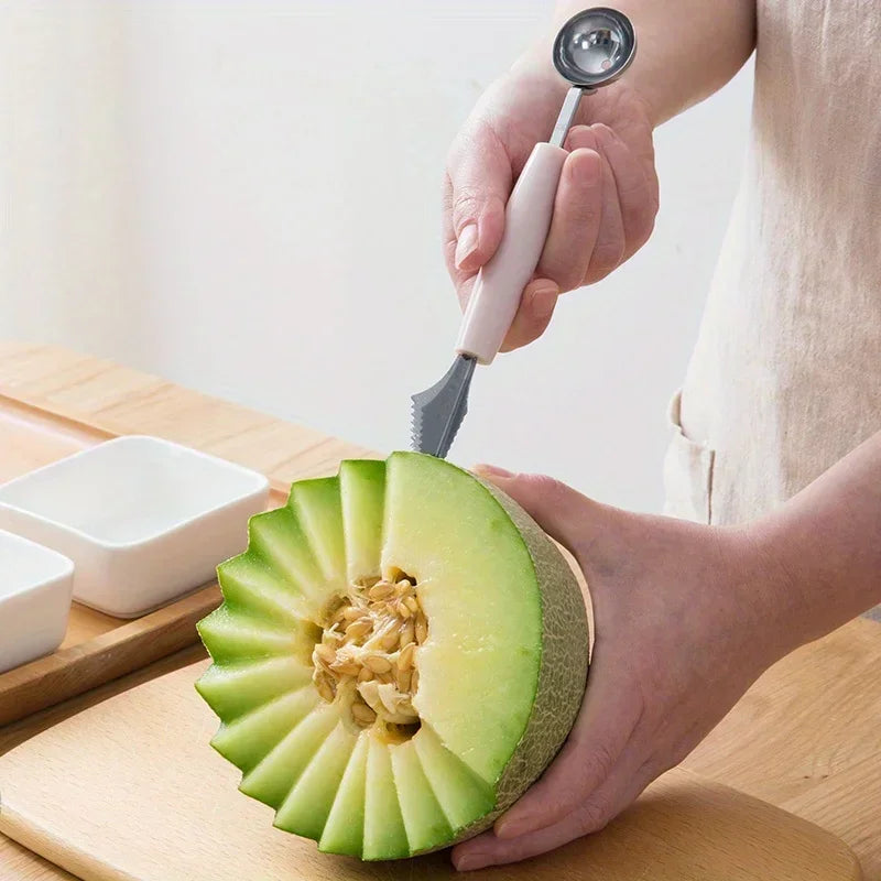 Double-Ended Melon Baller & Fruit Scoop – Stainless Steel Melon Baller Tool QXL