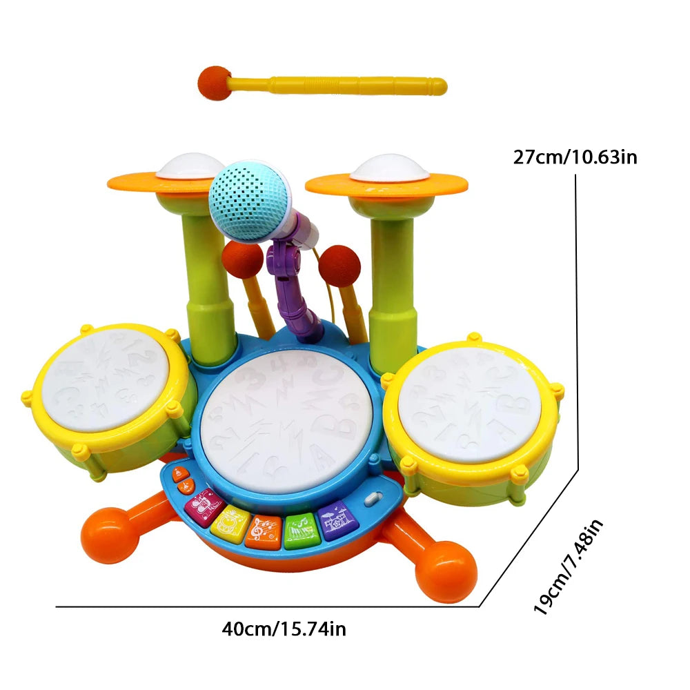 Kids Electric Drum Kit with Mic & Sticks | Ages 3–6 Gift Kids Drum Kit QXL