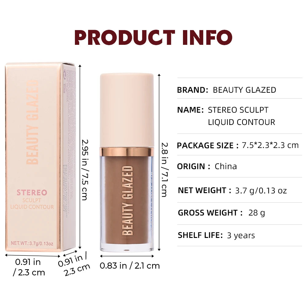 Beauty Glazed 2-Color Liquid Contour | Waterproof Matte V-Face Liquid Contour Makeup QXL