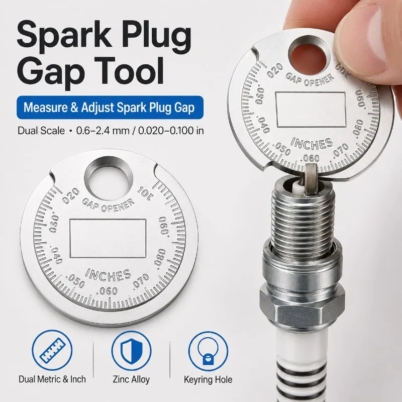Spark Plug Gap Tool | Dual Scale Coin Gauge 0.6–2.4mm Spark Plug Gap Gauge QXL