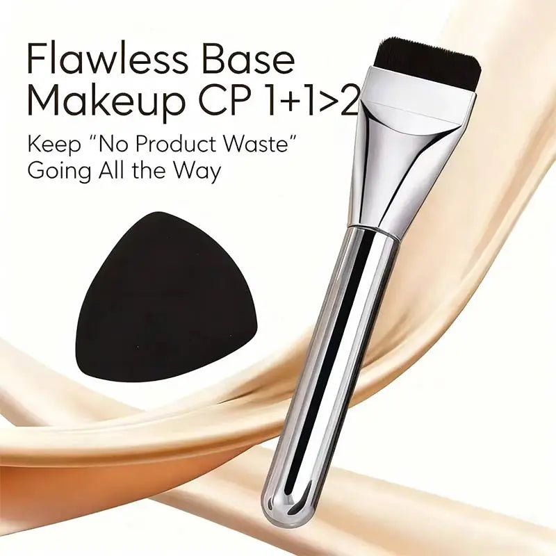 Foundation Brush & Air Cushion Sponge Set – 2-Piece Duo Makeup Brush Set QXL