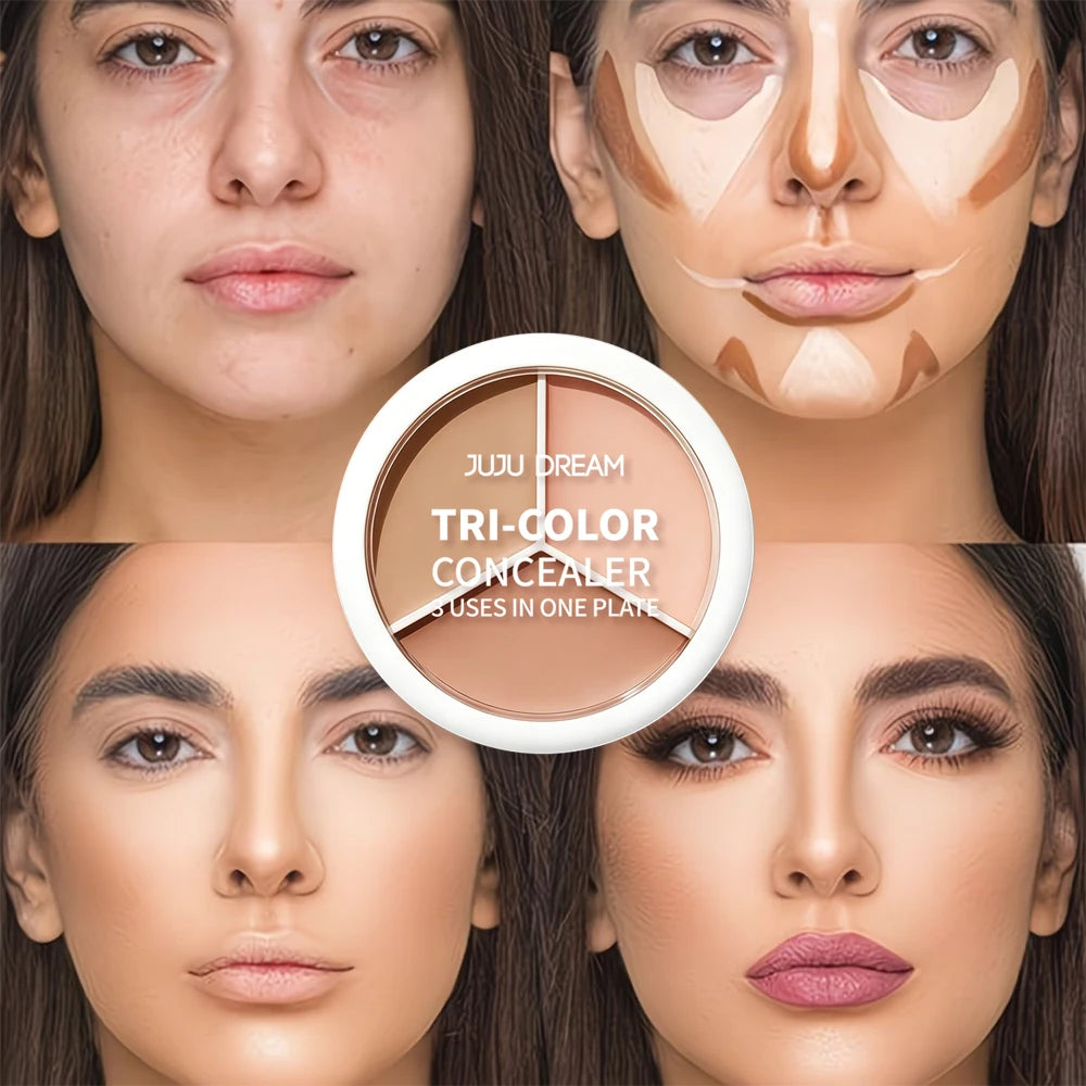 JUJU Dream 3-Color Concealer Palette | Full Coverage Contour Concealer Palette QXL